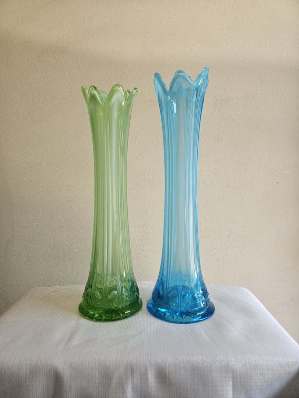 Fenton Opalescent Swung Vases